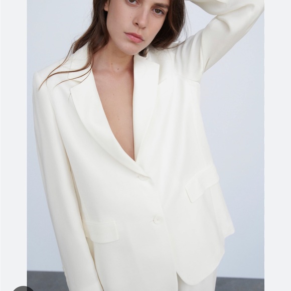 COPY - Zara Limited Edition Oyster White Flowing Blazer Size XS 8344 583 251 - Picture 2 of 15
